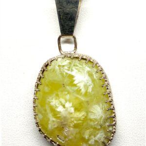 Yellow Pendant, Flower Agate Stone