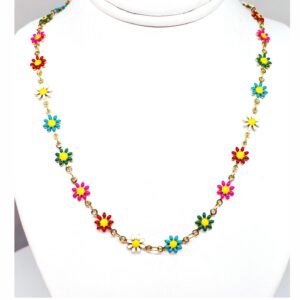 Necklace Chain With Mixed Colored Flowers 16", 18", 22"