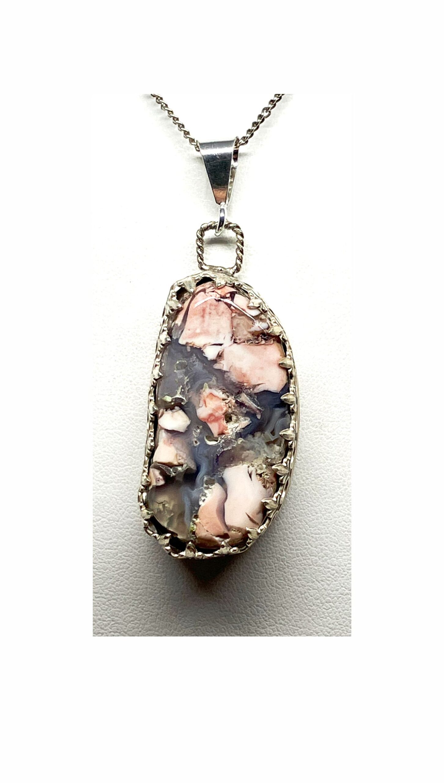 Pink Purple Fossilized Opalite Pendant