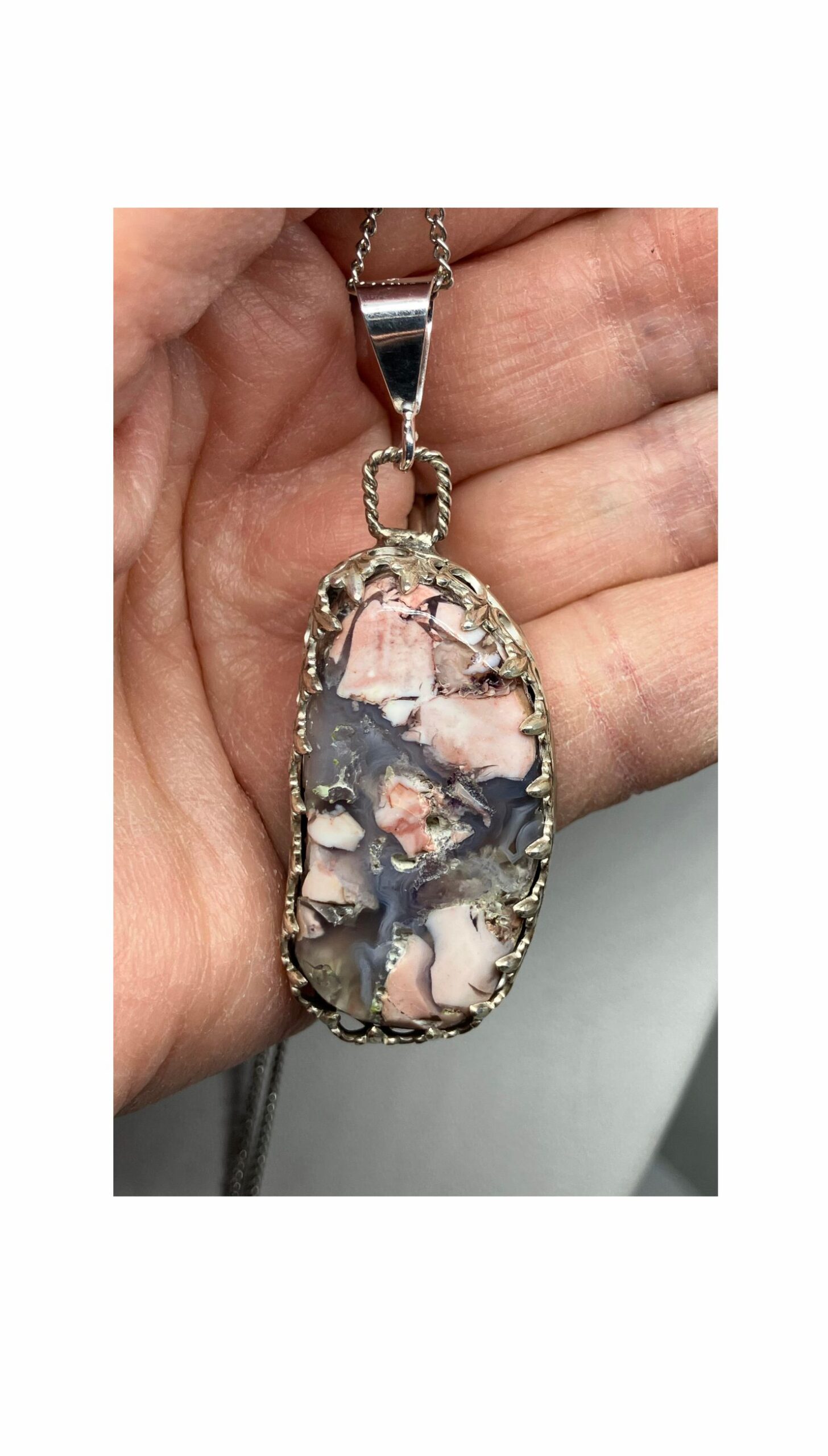 Pink Purple Fossilized Opalite Pendan