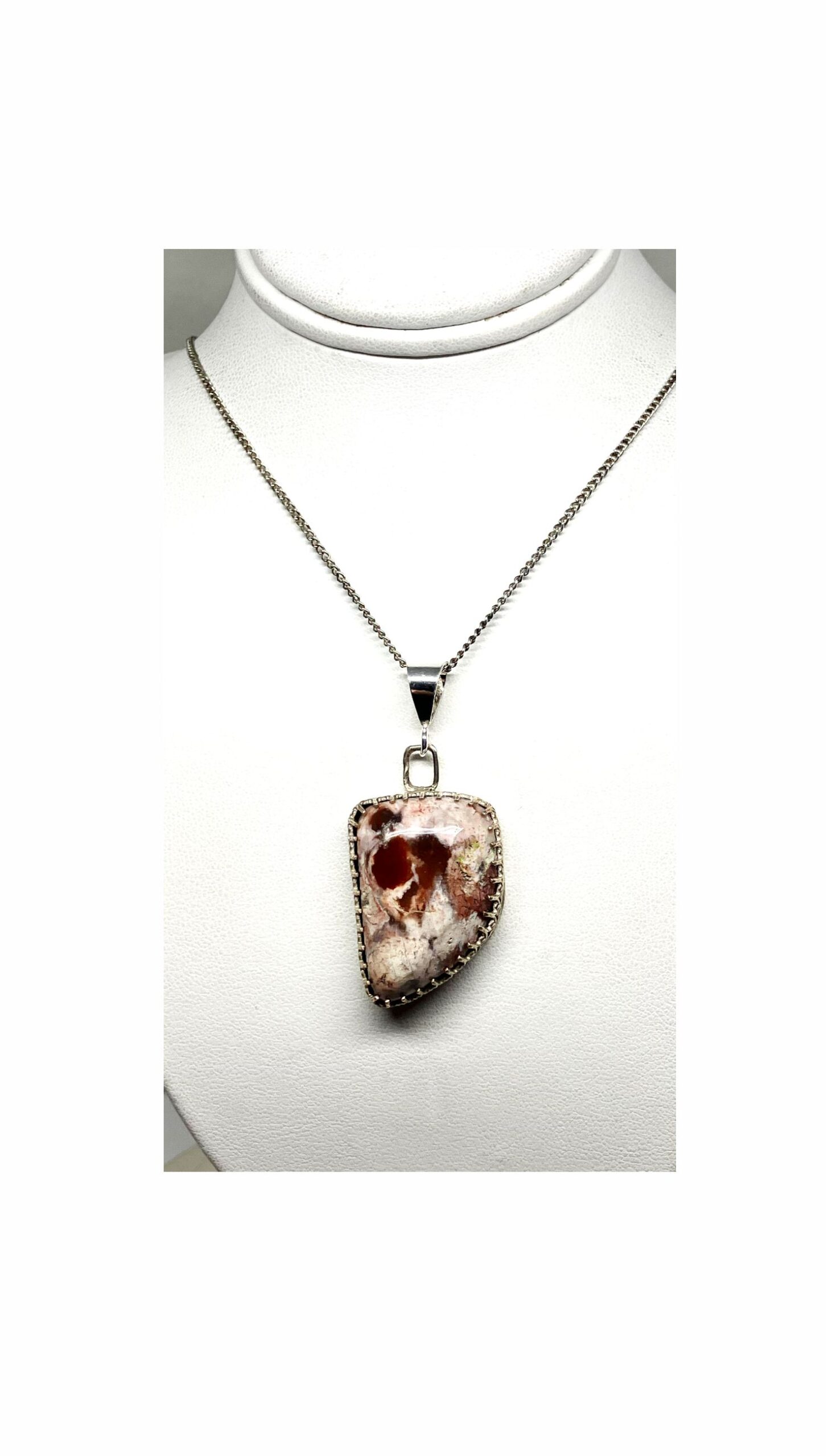 Pendant, White, Red, Opalite