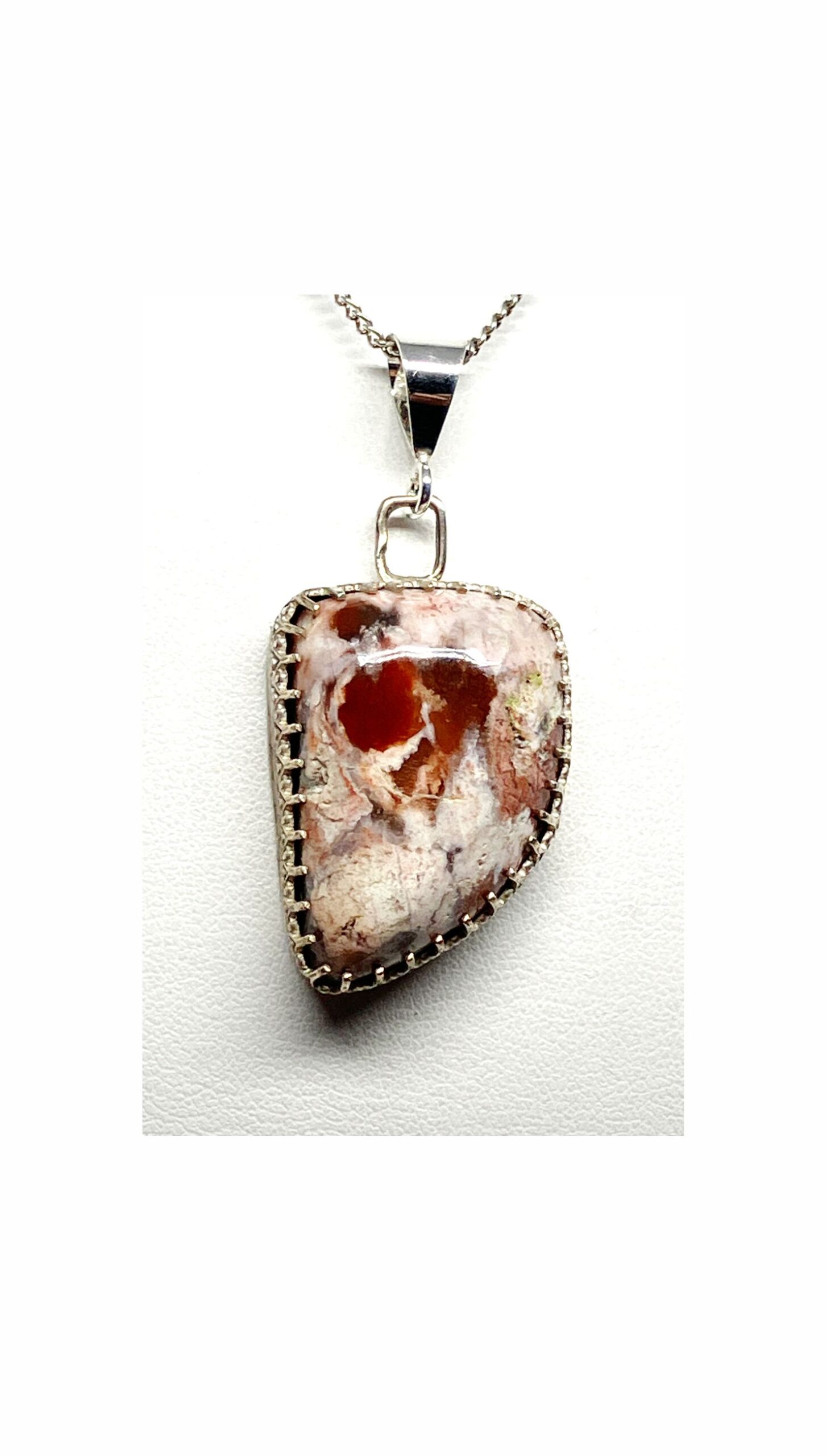 Pendant, White, Red, Opalite