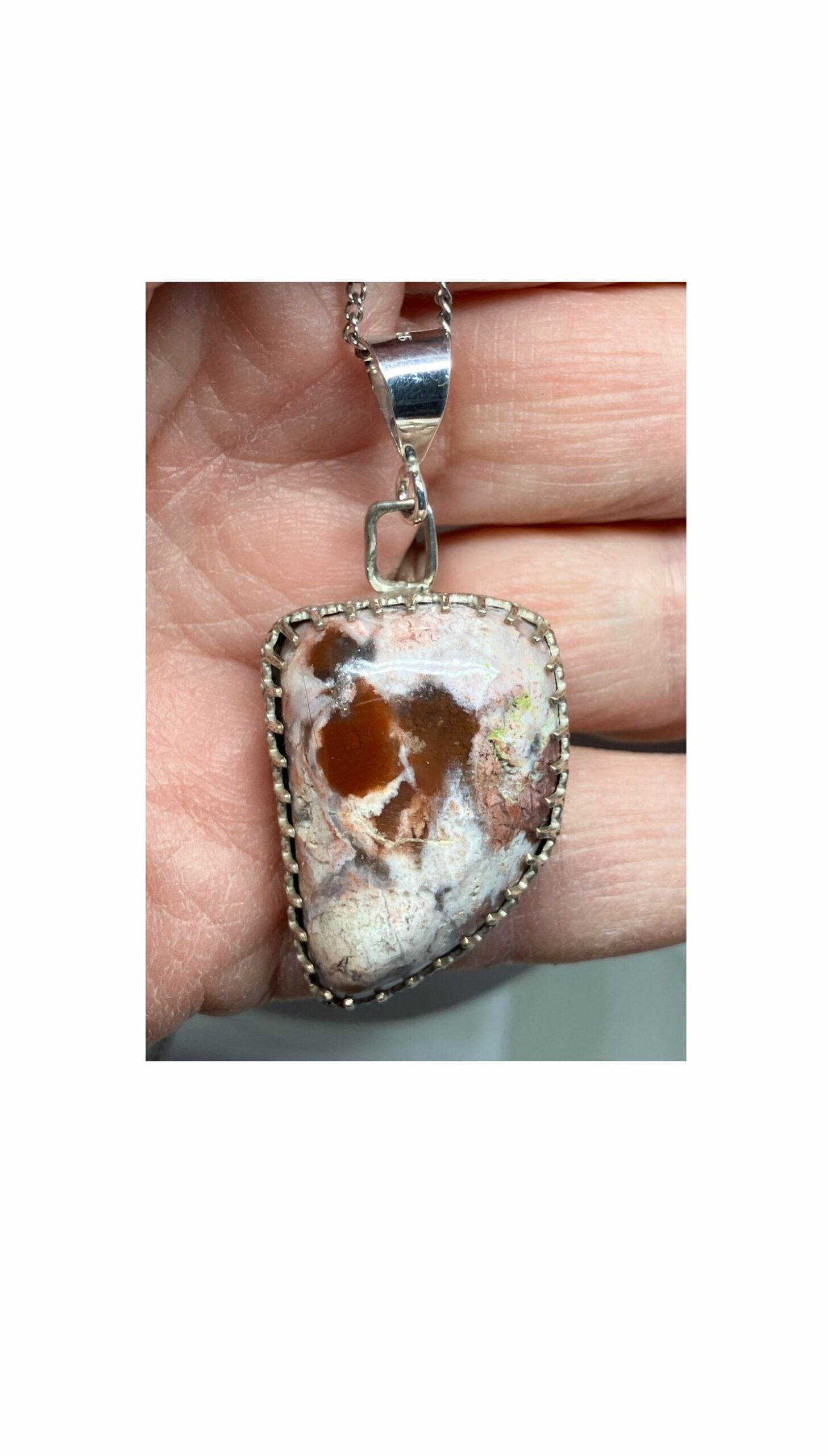 Pendant, White, Red, Opalite