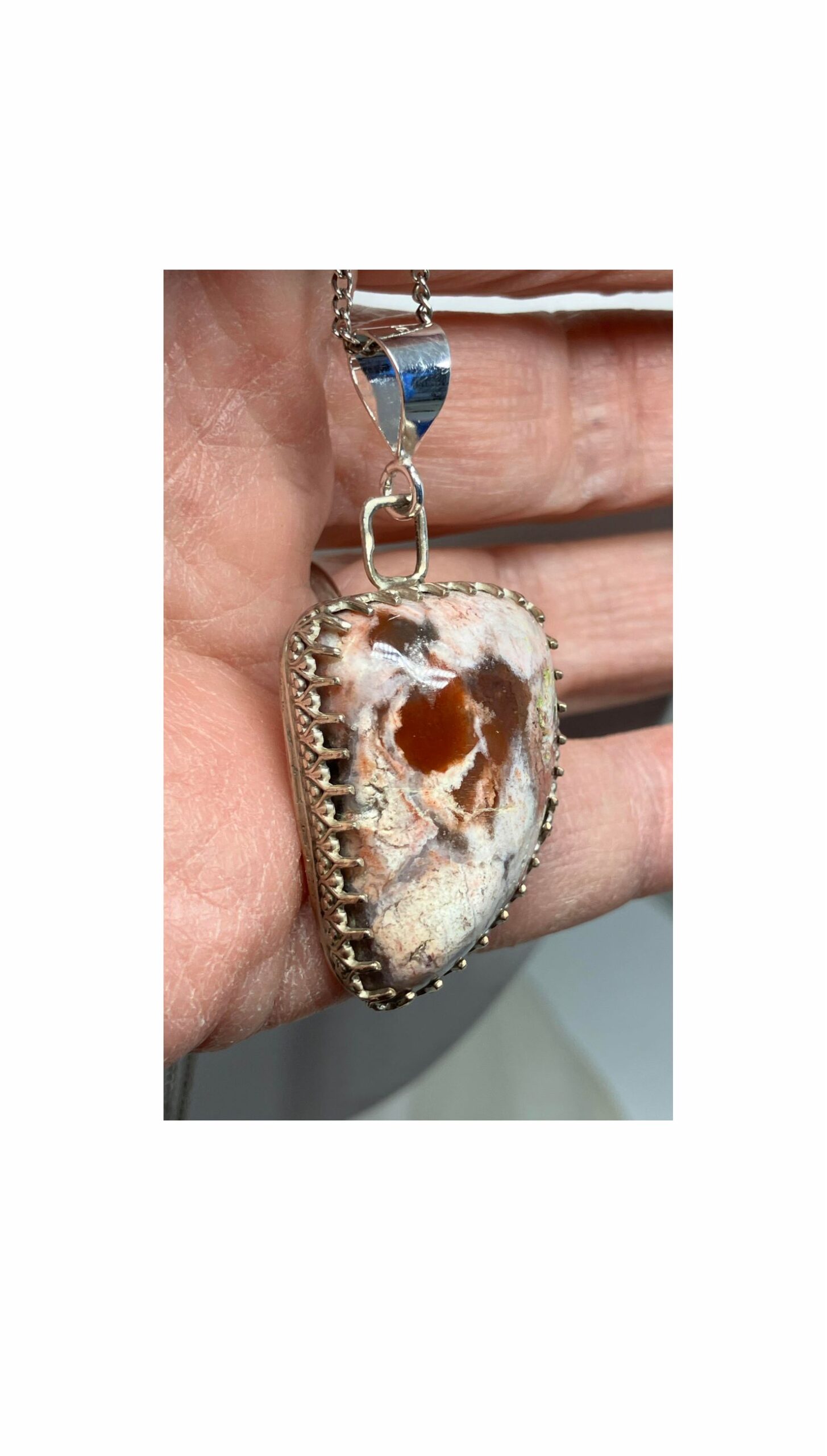 Pendant, White, Red, Opalite