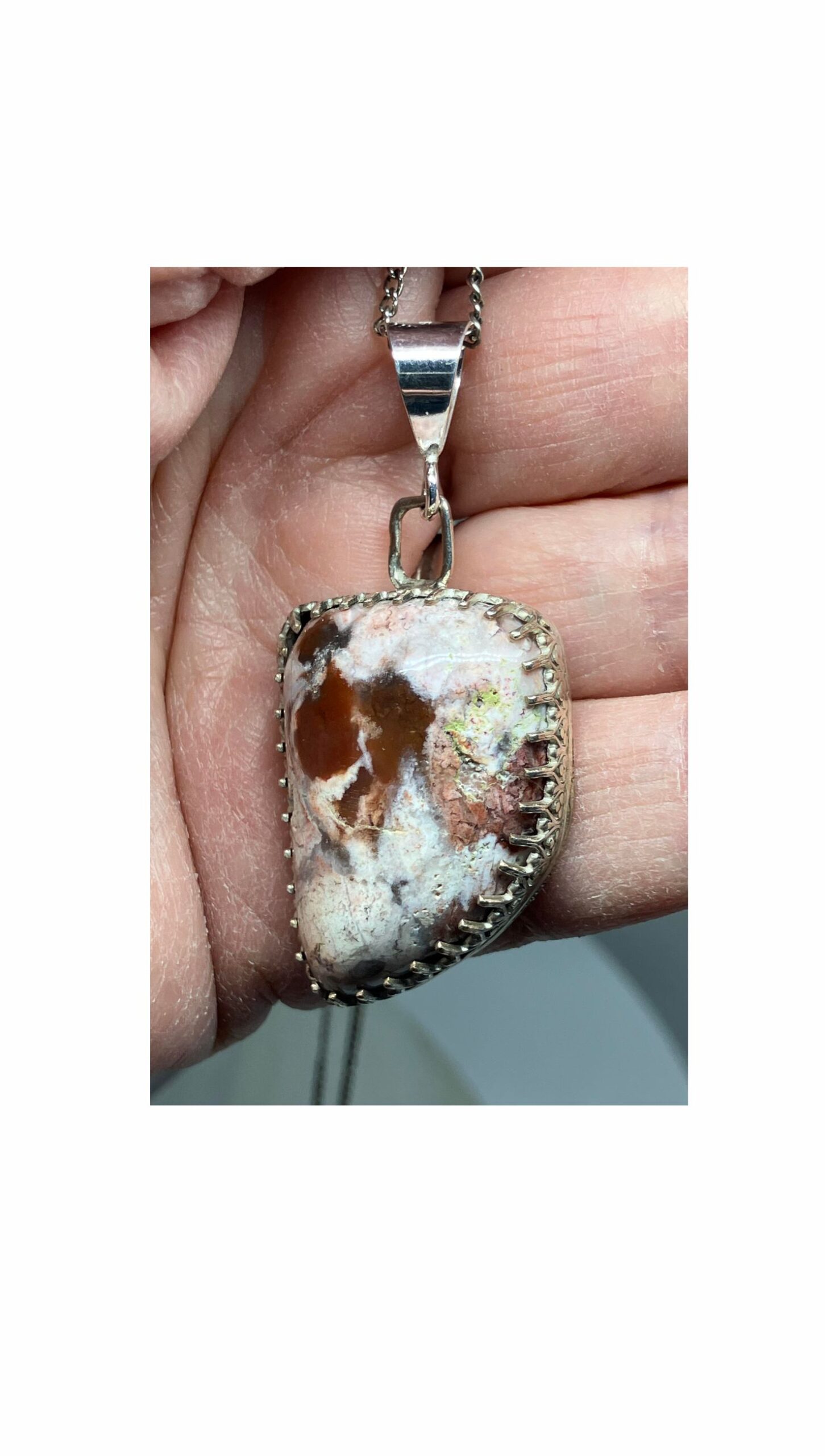 Pendant, White, Red, Opalite