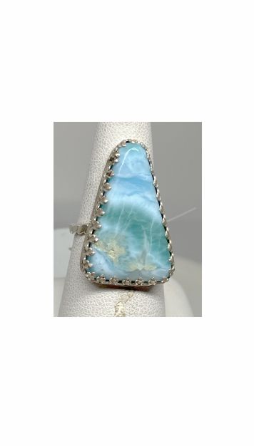 Ring, Blue, Larimar, Silver