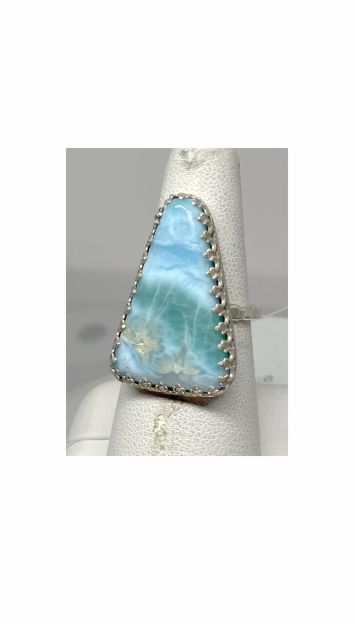 Blue and White Larimar Ring