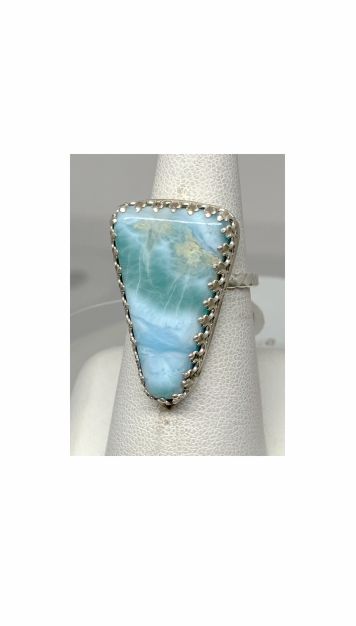 Ring, Blue, Larimar, Silver
