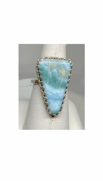 Ring, Blue, Larimar, Silver