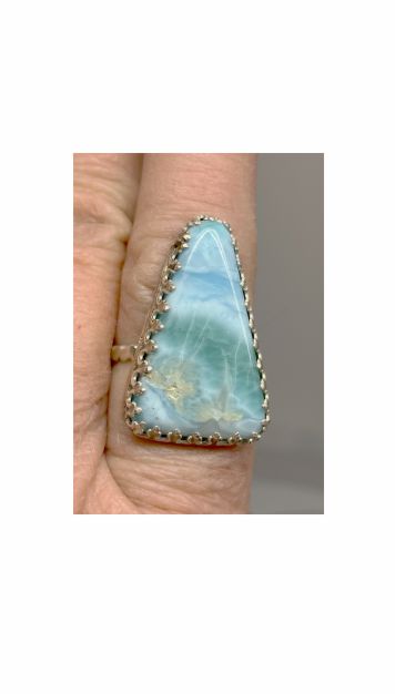 Ring, Blue, Larimar, Silver