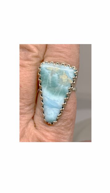 Ring, Blue, Larimar, Silver