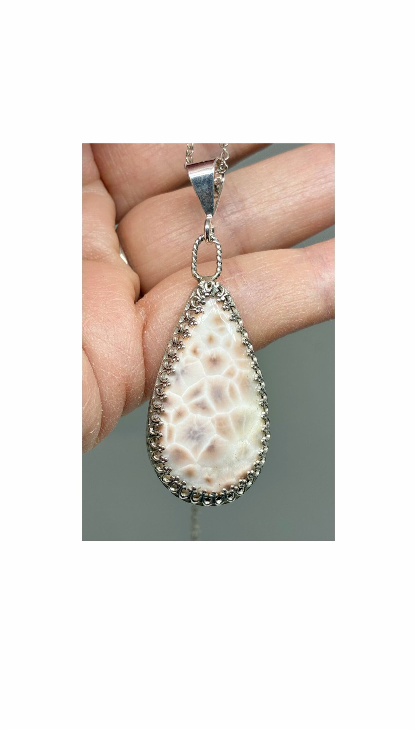 Pendant, White, Natrolite Jewelry