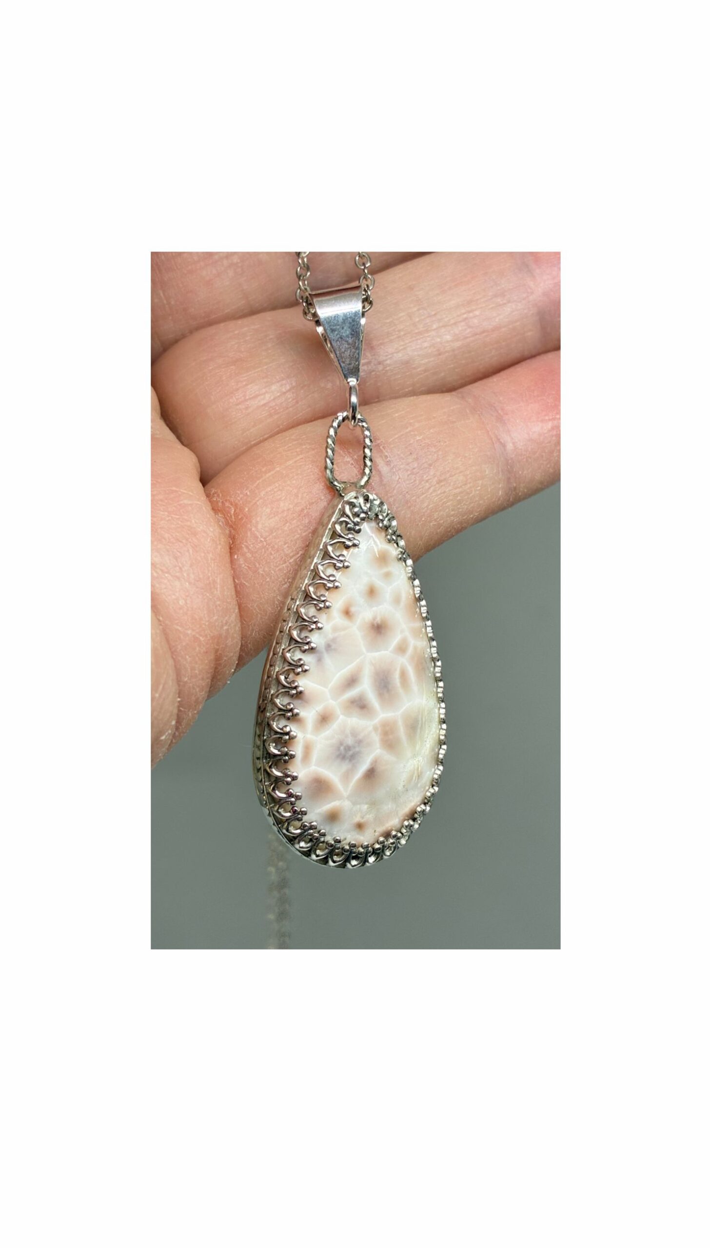Pendant, White, Natrolite Jewelry