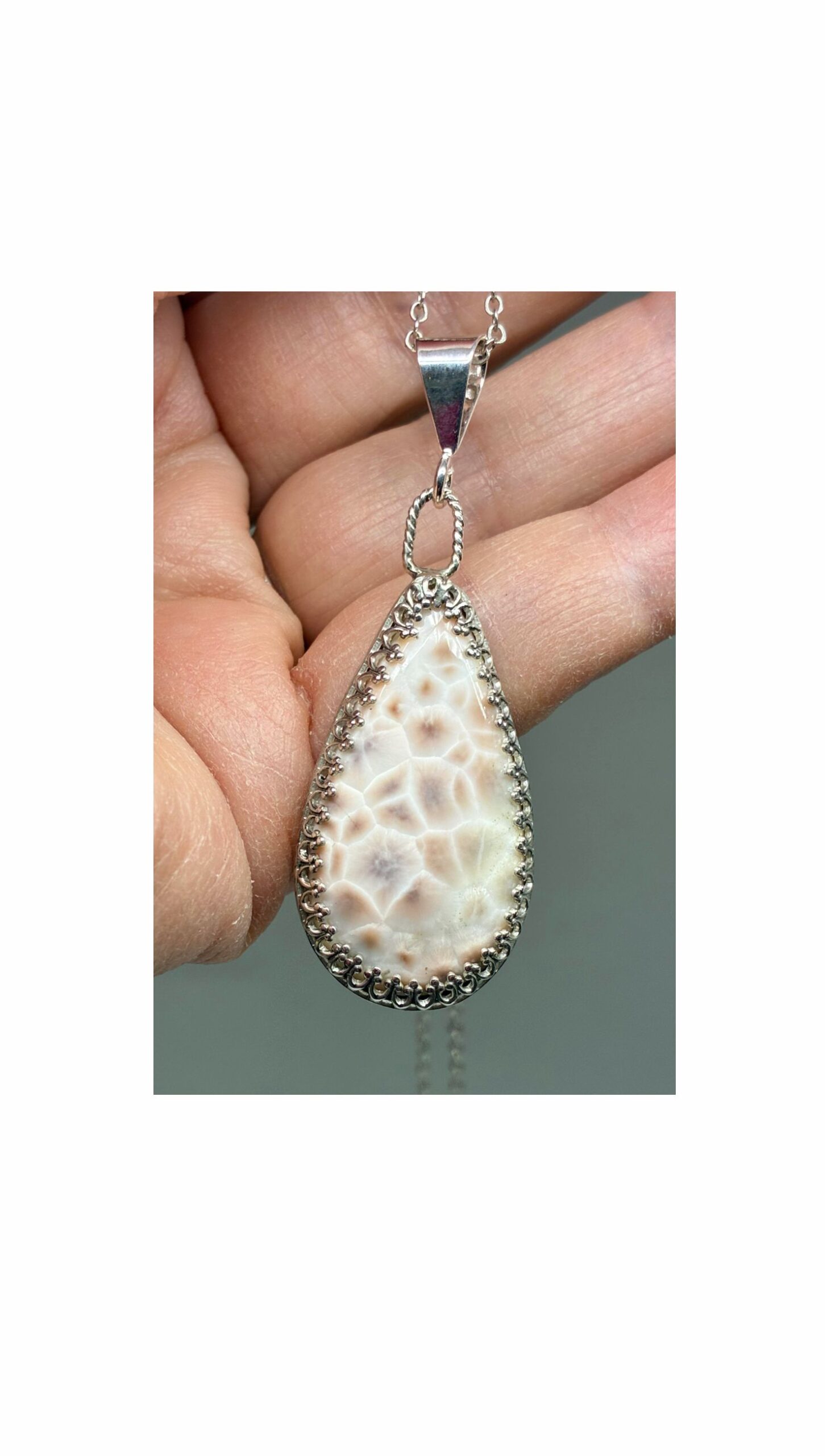 White Natrolite Gemstone Jewelry Pendant