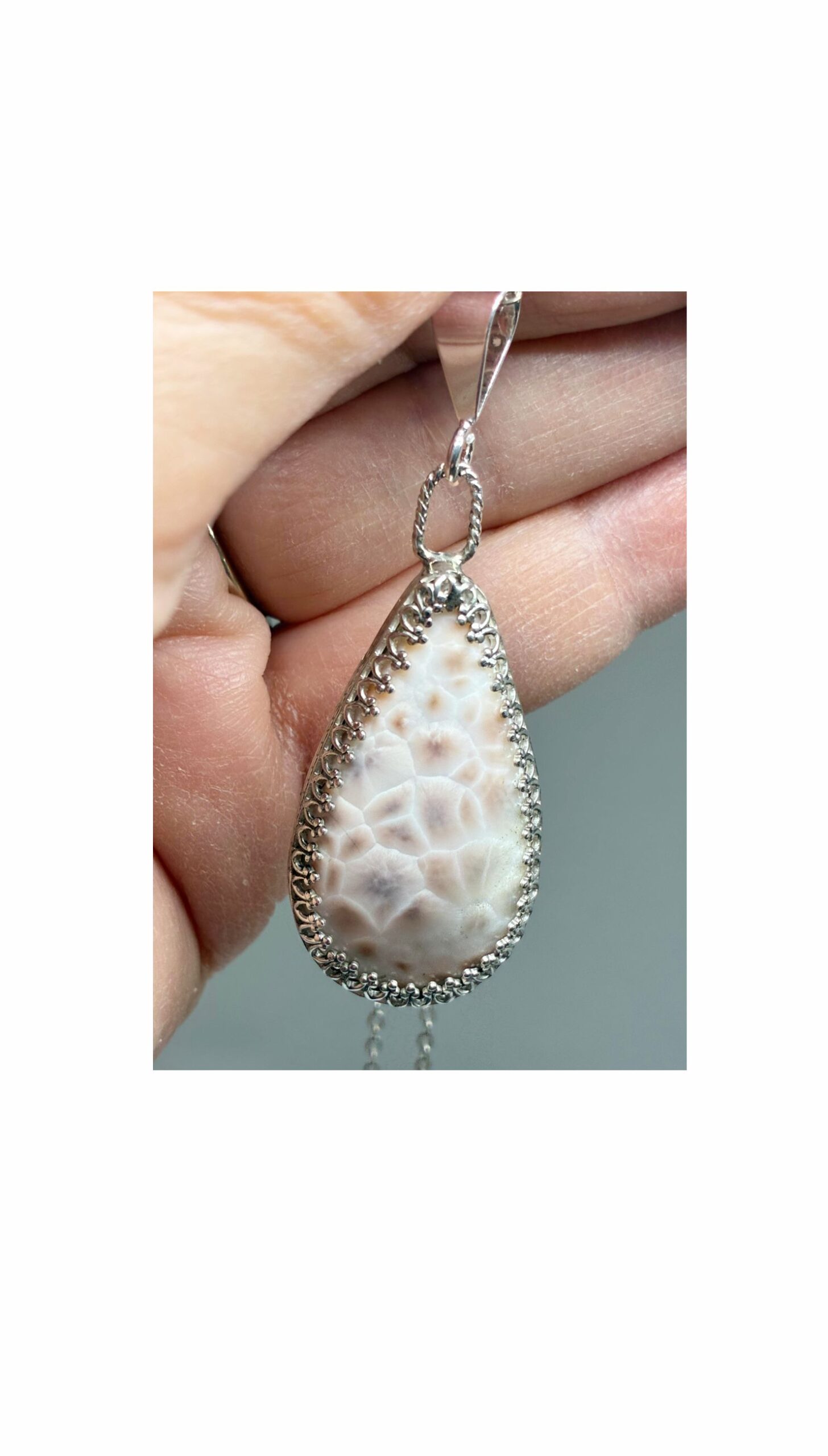 Pendant, White, Natrolite Jewelry